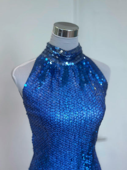 Vestido Corto Halter con Lentejuelas