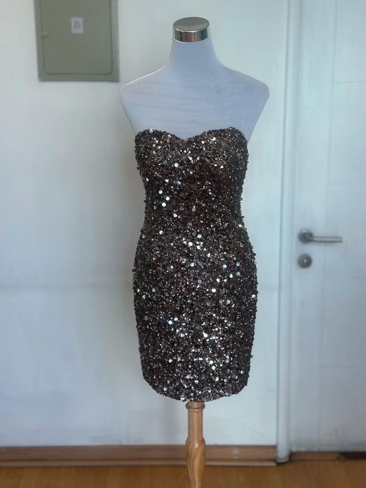 Vestido Strapless Corto de Lentejuelas