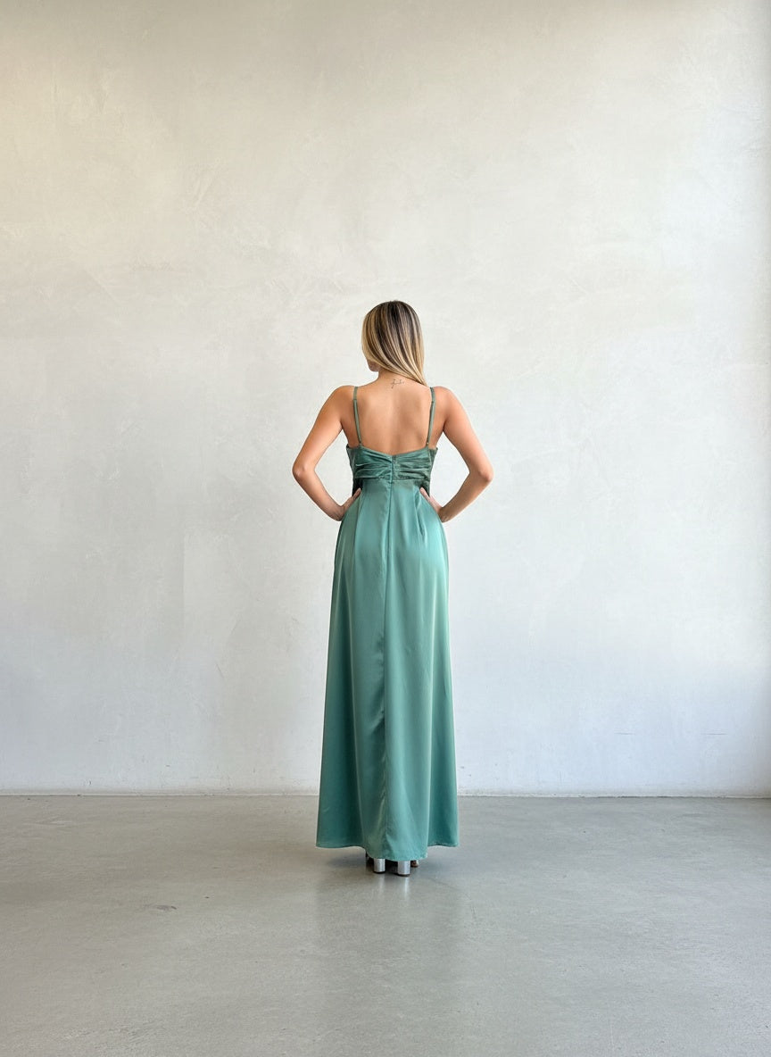 Vestido Satin - Verde Salvia