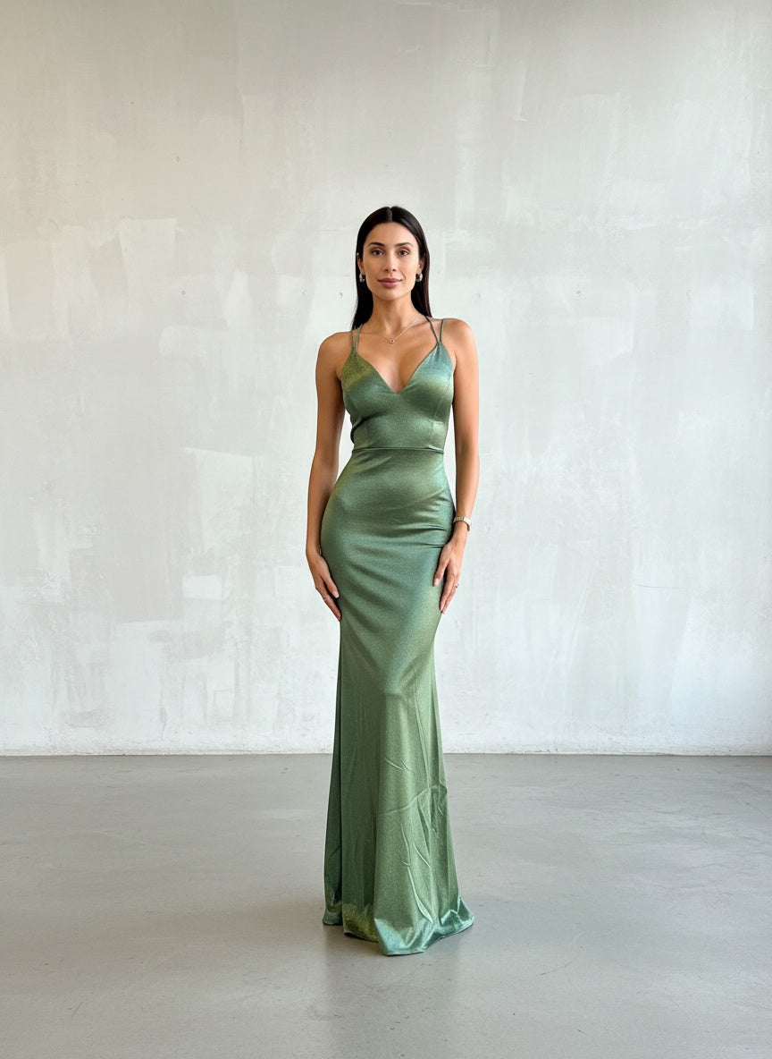 Vestido Brillos - Verde oliva