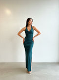 Vestido Halter - Verde con brillos