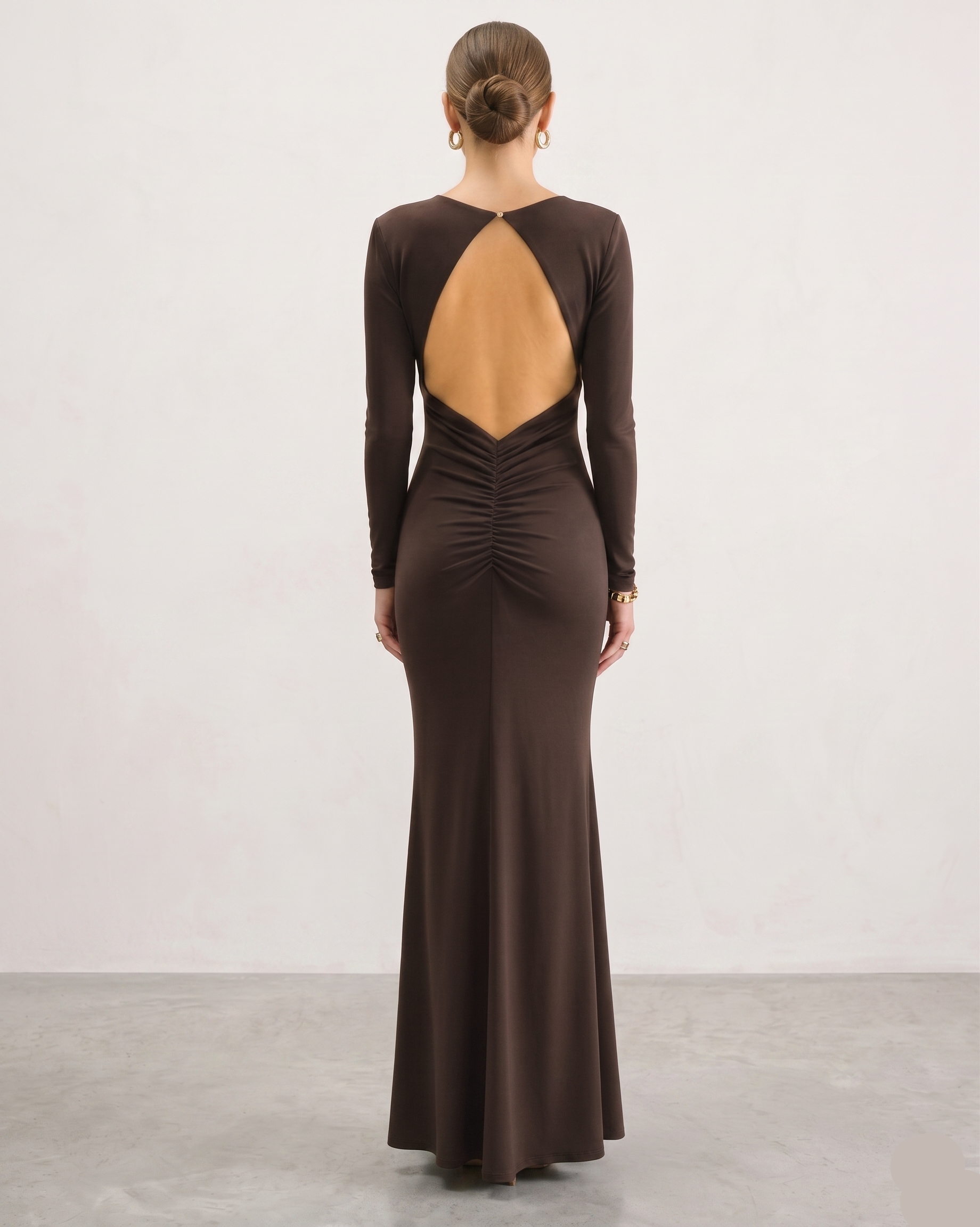 Vestido Manga Larga - Café Chocolate